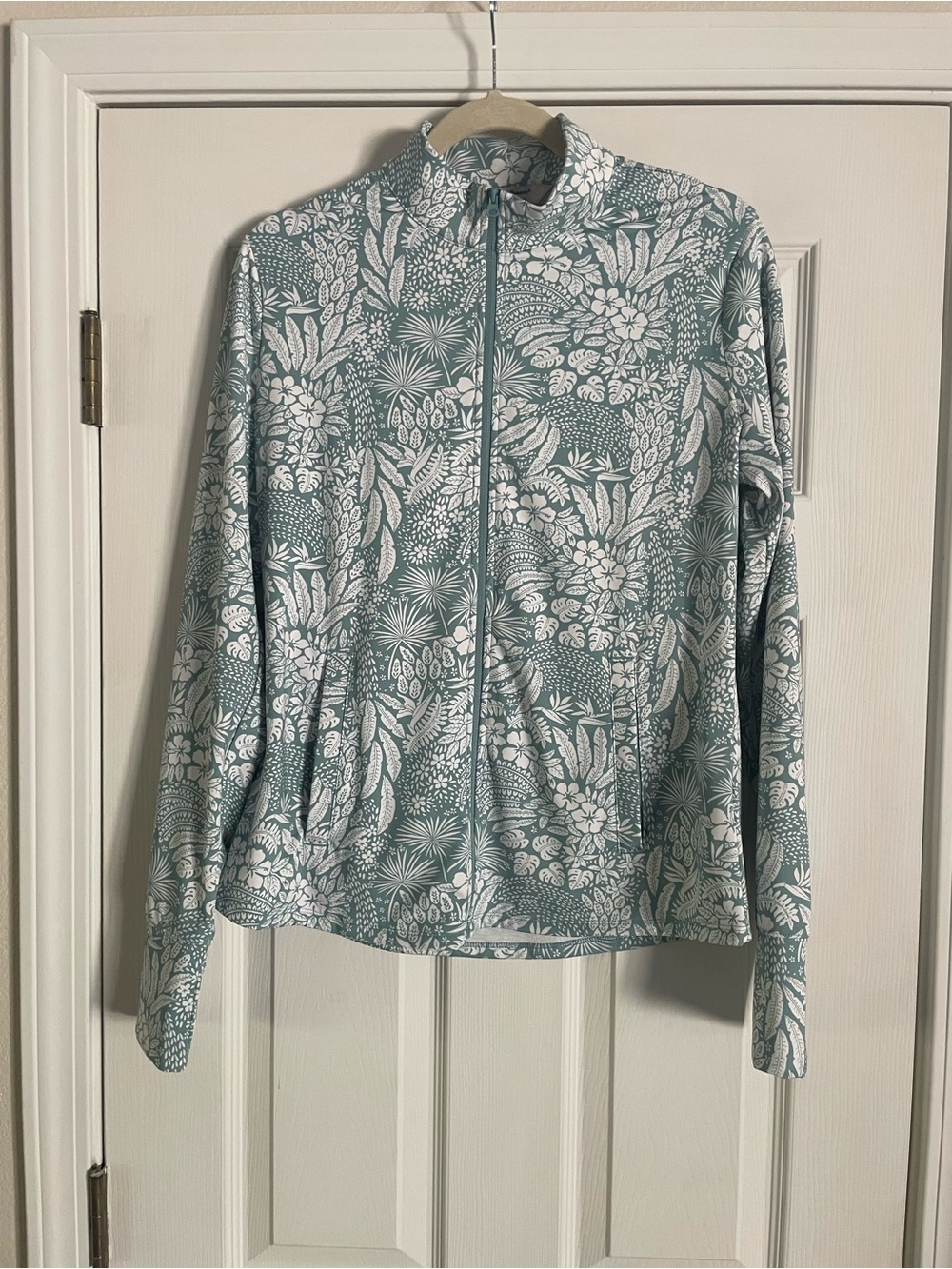 Tommy Bahama Teal and White Floral Zip Jacket